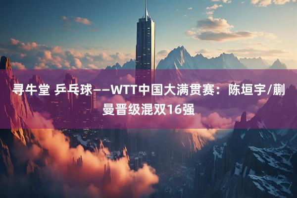 寻牛堂 乒乓球——WTT中国大满贯赛：陈垣宇/蒯曼晋级混双16强